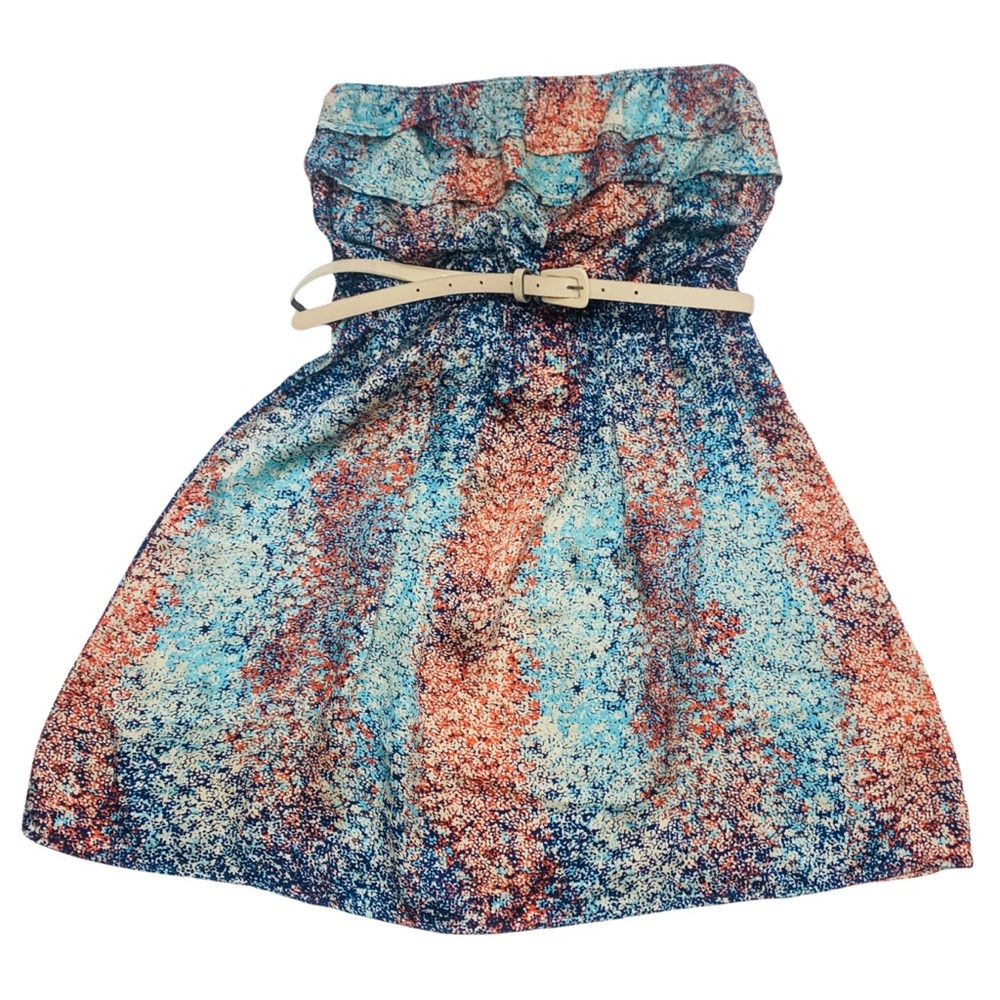 Shasa, Small, strapless silky multicolored mini dress